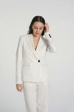 Kat - Linen/Cotton-Blend Pinstripe Suit Jacket