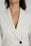 Kat - Linen/Cotton-Blend Pinstripe Suit Jacket