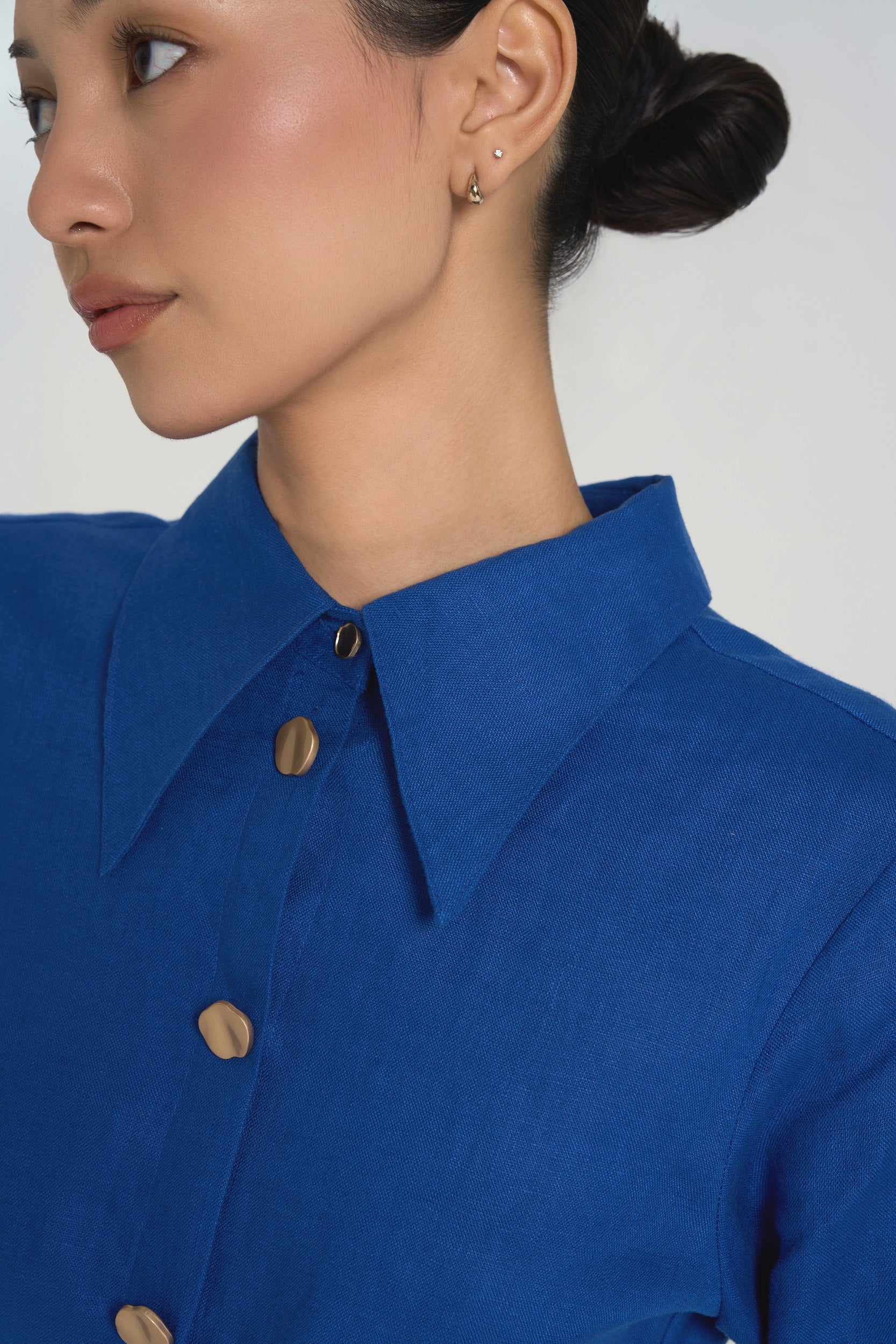 Sia - Premium Linen Mini Dress in Cobalt Blue