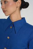 Sia - Premium Linen Mini Dress in Cobalt Blue