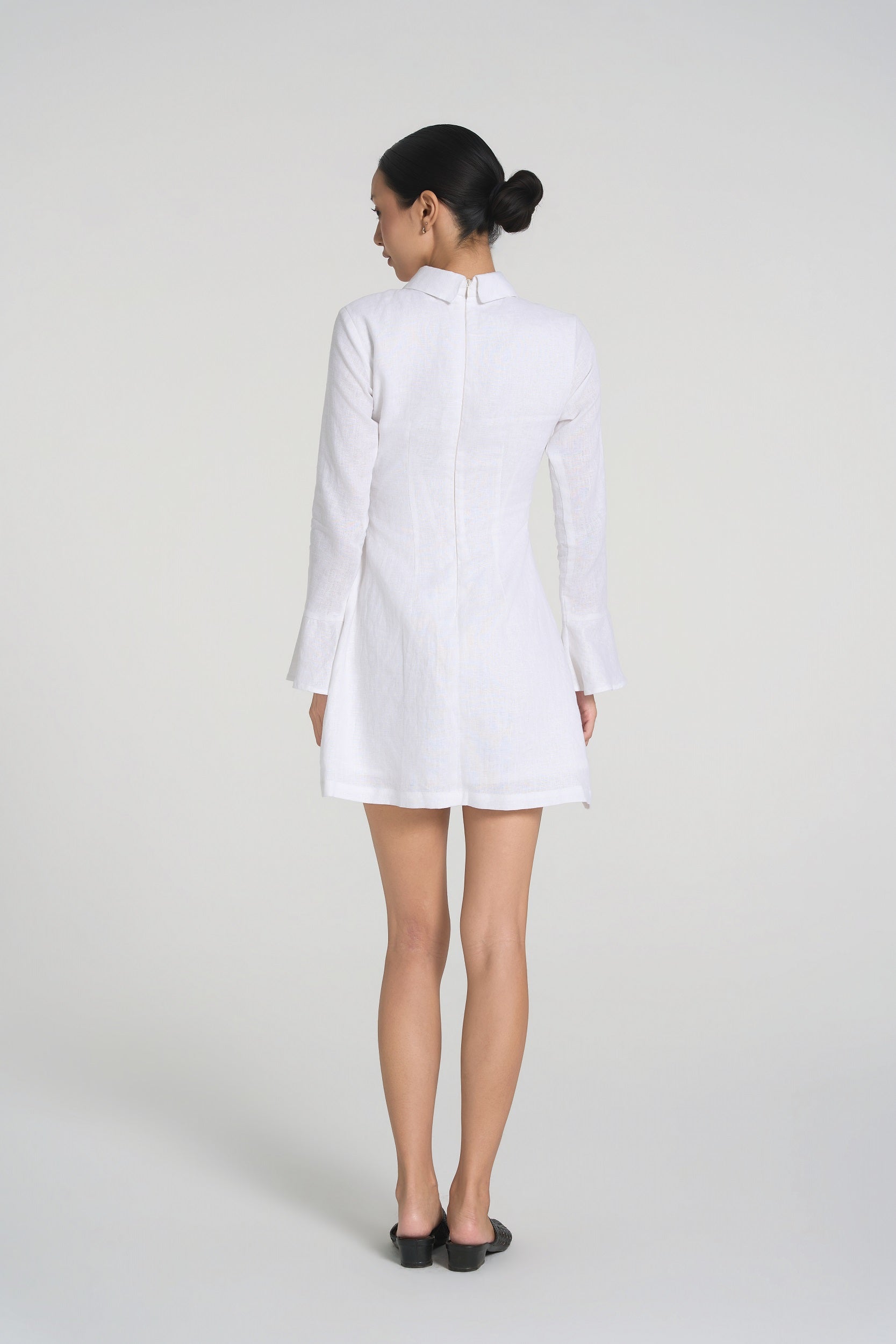 Sia - Premium Linen Mini Dress in White