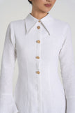 Sia - Premium Linen Mini Dress in White