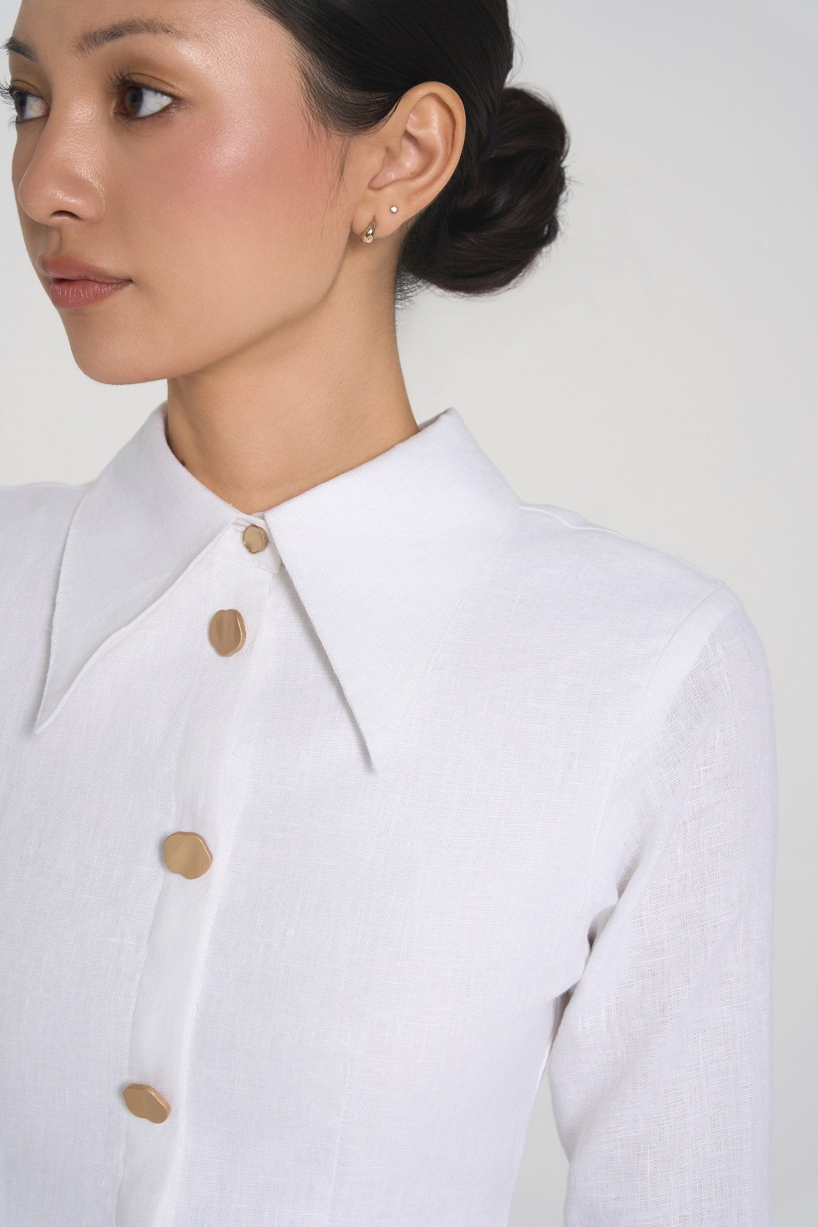Sia - Premium Linen Mini Dress in White