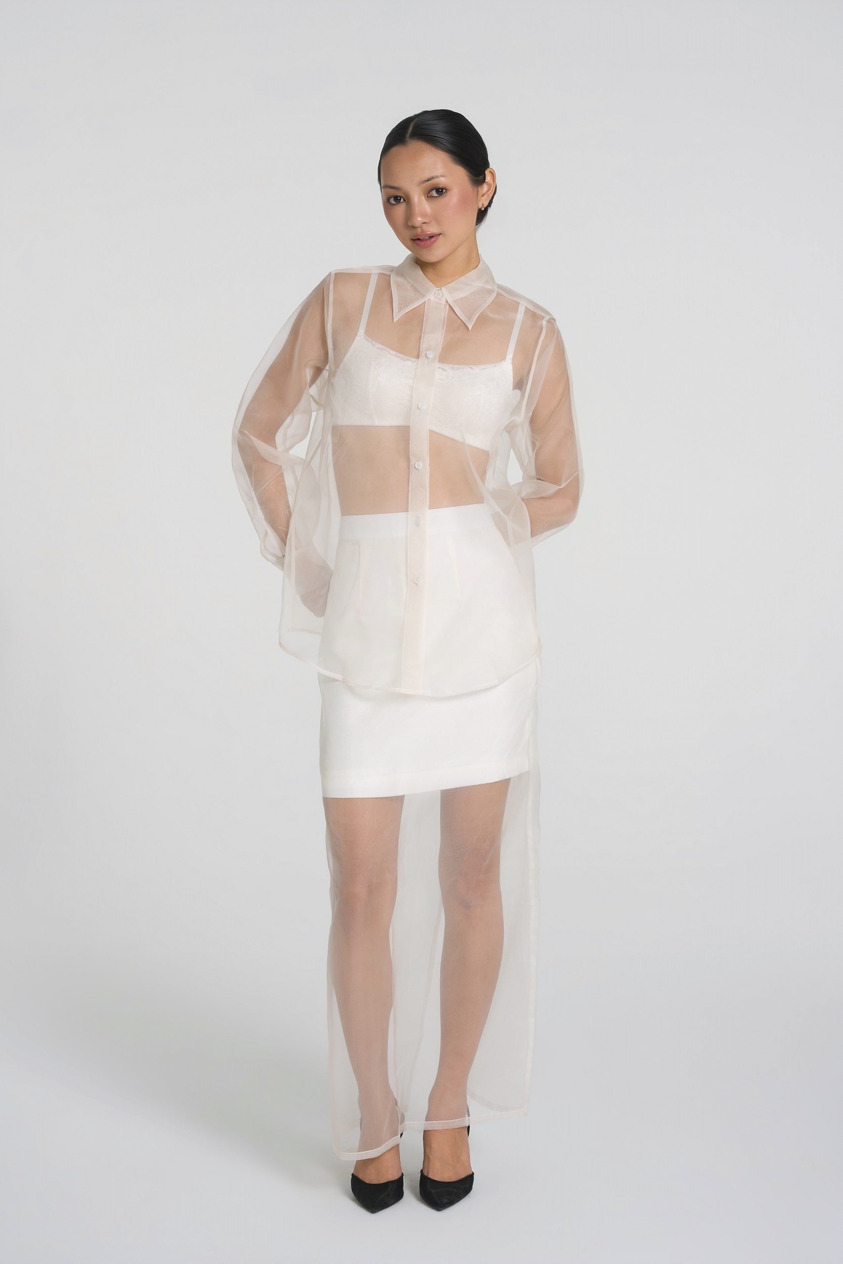 Alia - Silk Organza Shirt in White (PRE-ORDER)