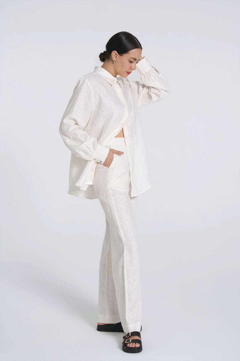 Sana - Premium Linen Trousers - Off-White