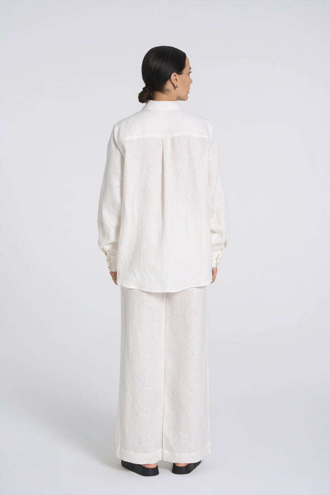 Sana - Premium Linen Trousers - Off-White