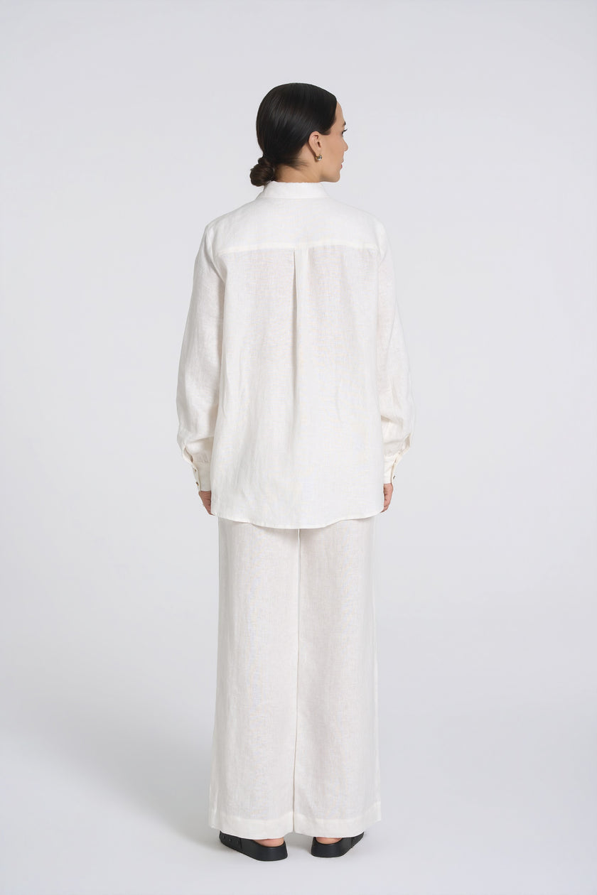 Sana - Premium Linen Trousers - Off-White