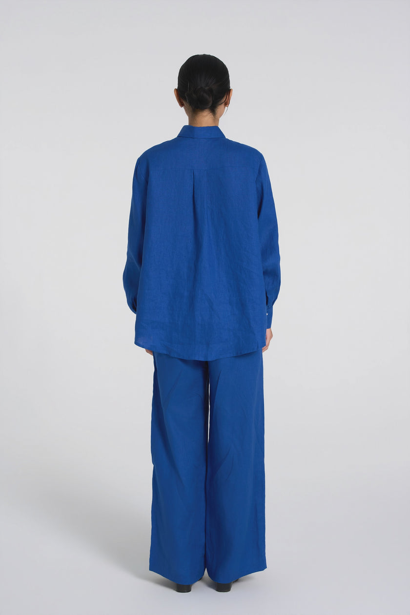 Sana - Premium Linen Trousers -  Cobalt Blue