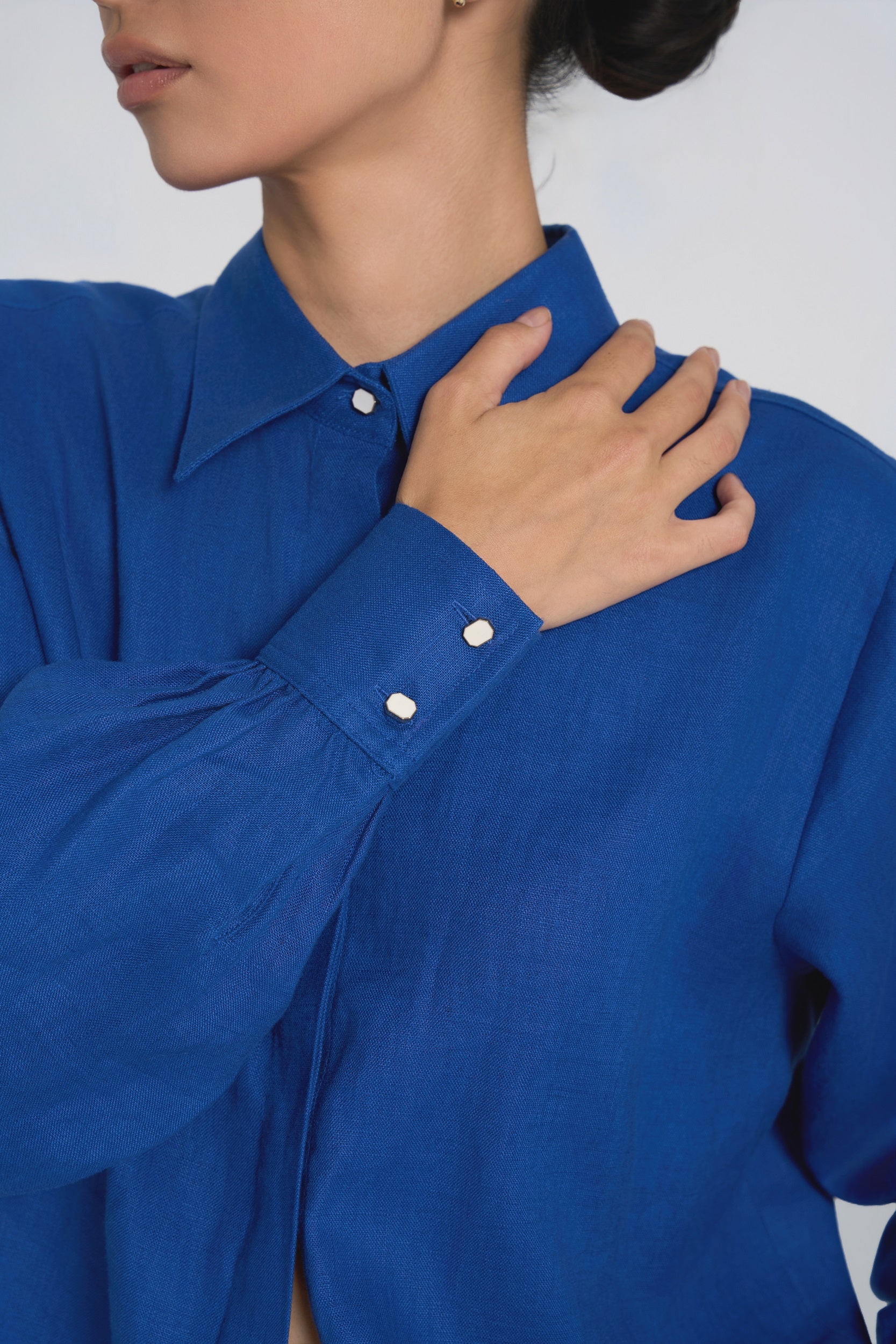 Sana - Premium Linen Shirt  - Relaxed-fit - Cobalt Blue