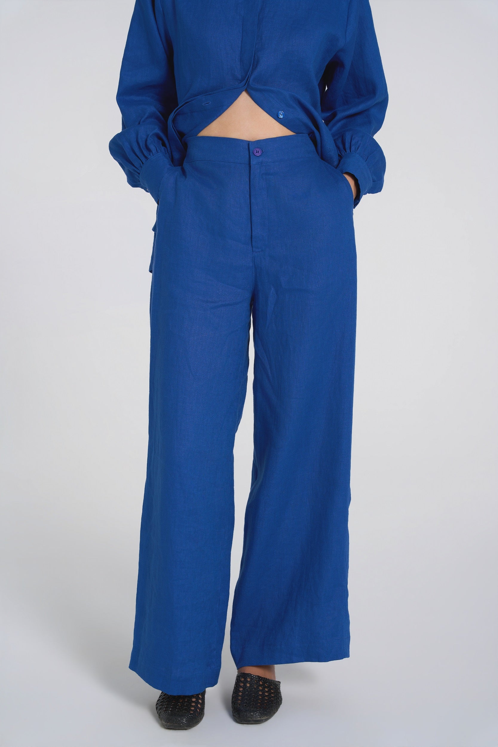 Sana - Premium Linen Trousers -  Cobalt Blue