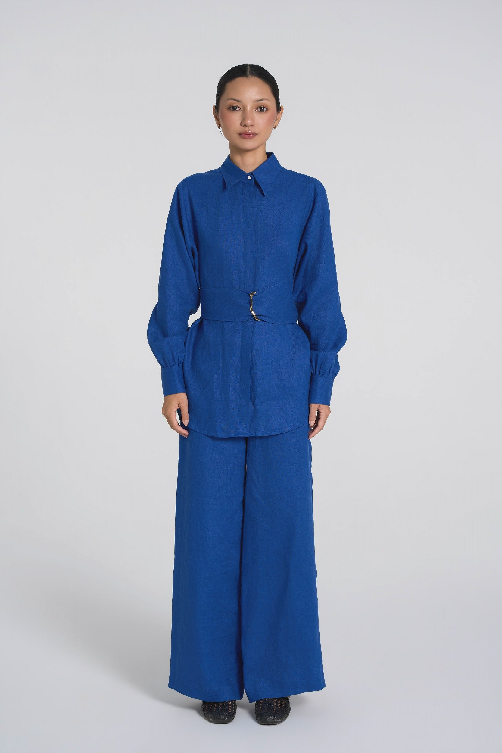 Sana - Premium Linen Trousers -  Cobalt Blue