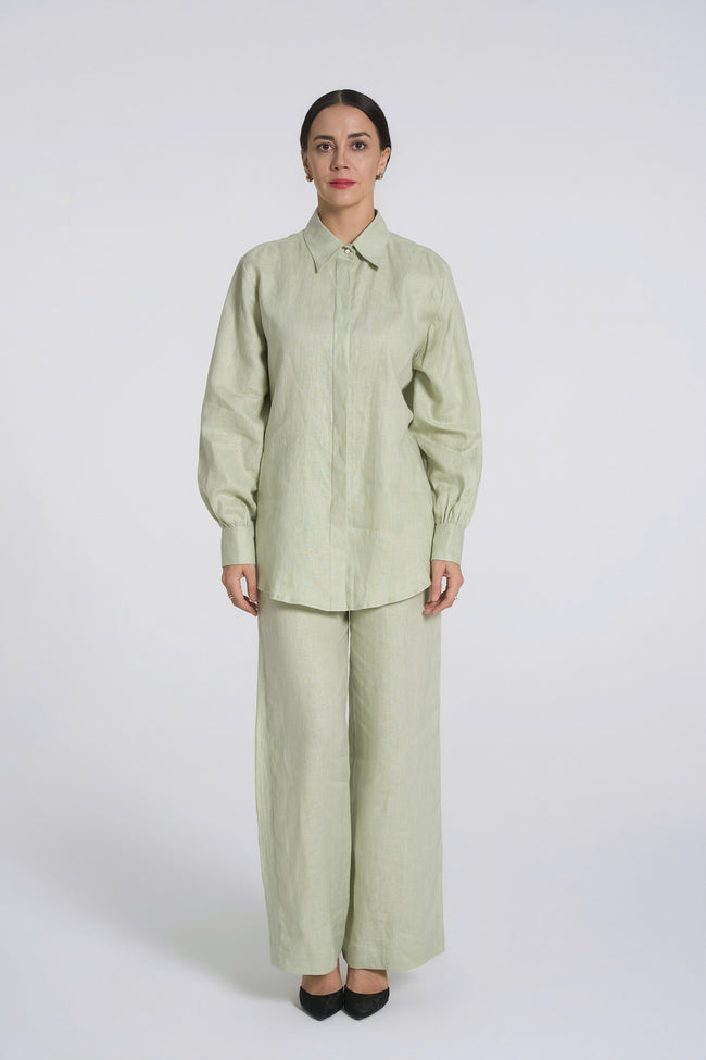 Sana - Premium Linen Shirt - Relaxed-fit - Mint