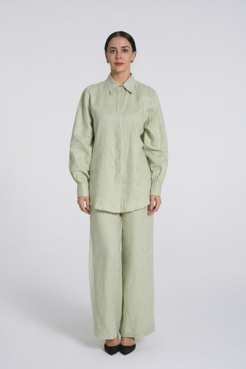 Sana - Premium Linen Shirt - Relaxed-fit - Mint