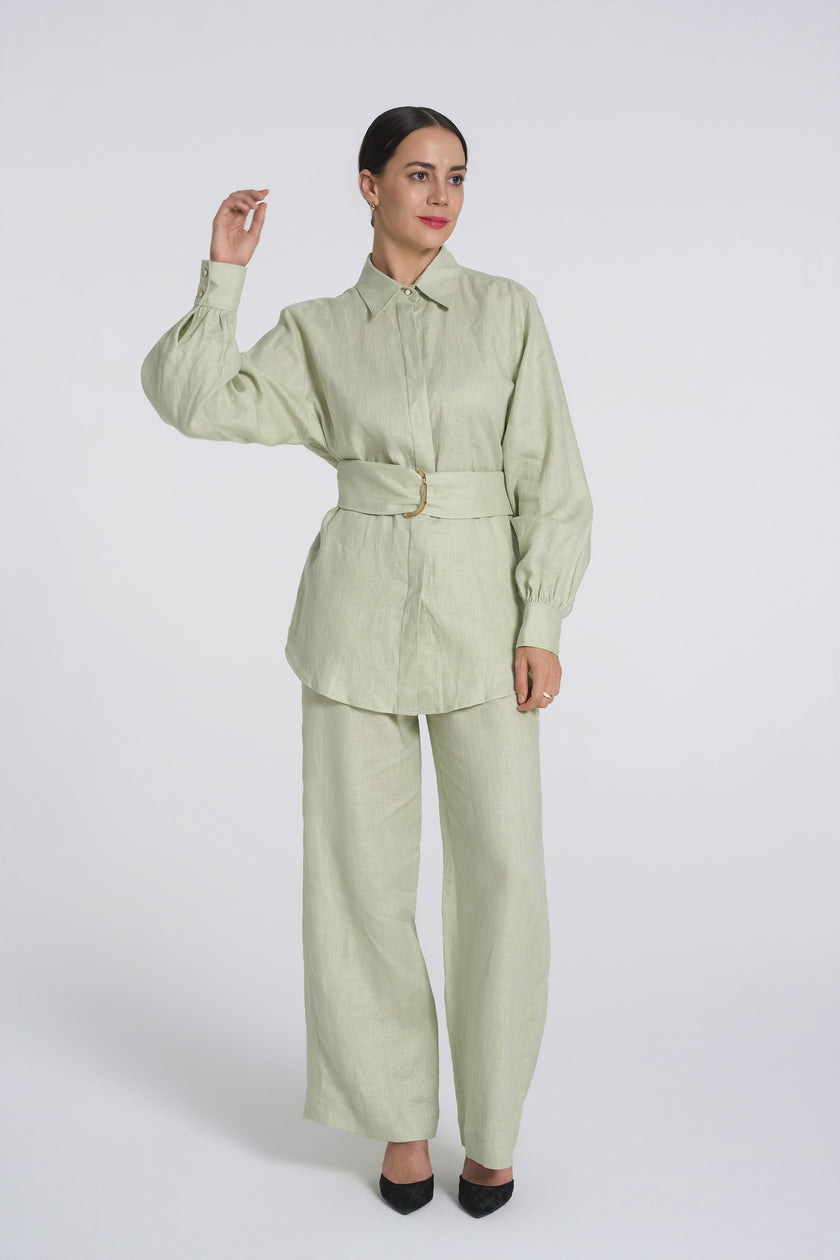 Sana - Premium Linen Shirt - Relaxed-fit - Mint