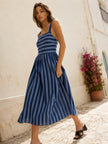 100% Cotton - Striped Midi Dress