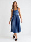 100% Cotton - Striped Midi Dress