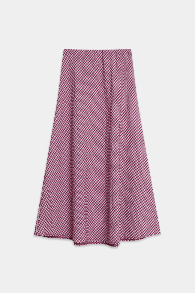 Vichy Cotton Blend Skirt - Yellow