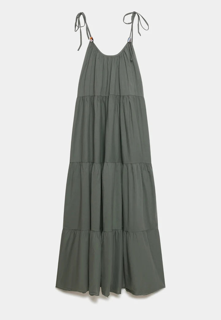 100% Cotton Maxi Dress -  Purple