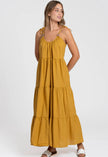 100 % Cotton Maxi Dress -  Mustard