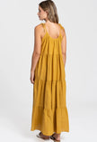 100 % Cotton Maxi Dress -  Mustard