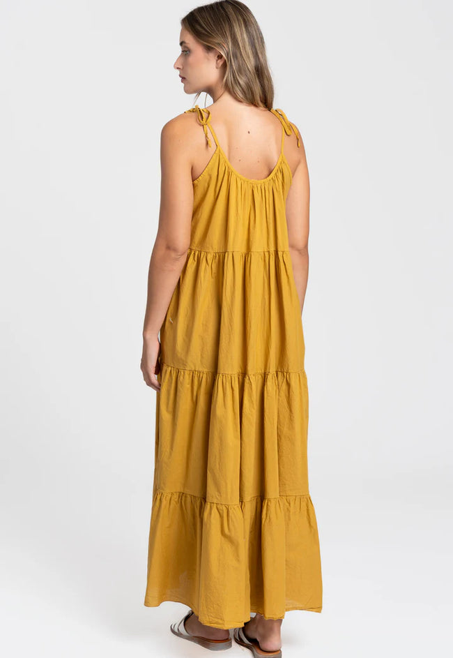 100 % Cotton Maxi Dress -  Mustard