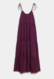 100% Cotton Maxi Dress -  Purple