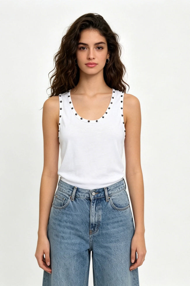Ribbed Sleeveless Cotton Top